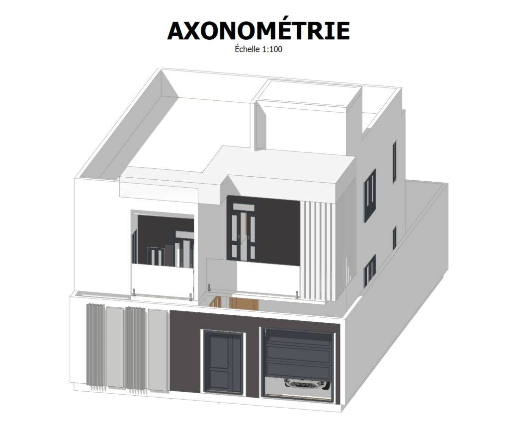 villa b FACADE axonométrie